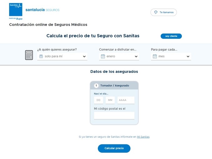 Calcula el precio de tu seguro con Sanitas